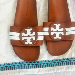 Tory Burch Brown and White Sandals